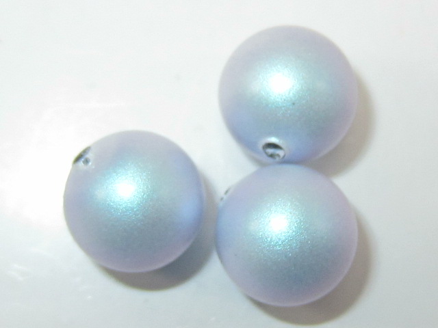 50pcs. 6mm PEARL IRIDESCENT LIGHT BLUE ROUND 1/2 DRILLED European Pearl